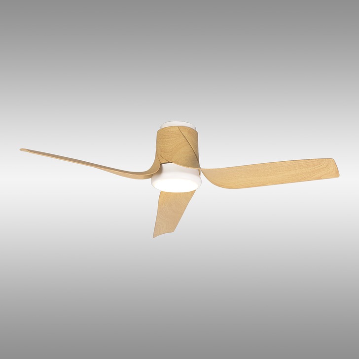 Mantra Ushuaia White And Wood Flush Led Ceiling Fan Light Complete With Remote - 2700K - 5000K