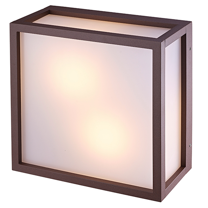 Mantra Utah Brown Square Exterior 2 Light Bulkhead Light Complete With Opal Lens - IP65