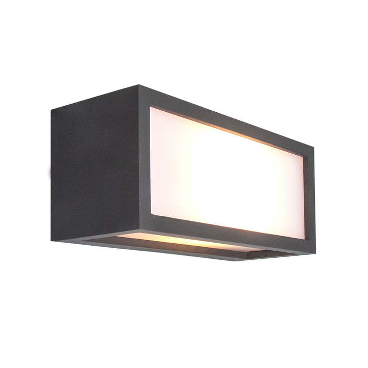 Mantra Utah Graphite Rectangular Exterior Bulkhead Light Complete With Opal Lens - IP65