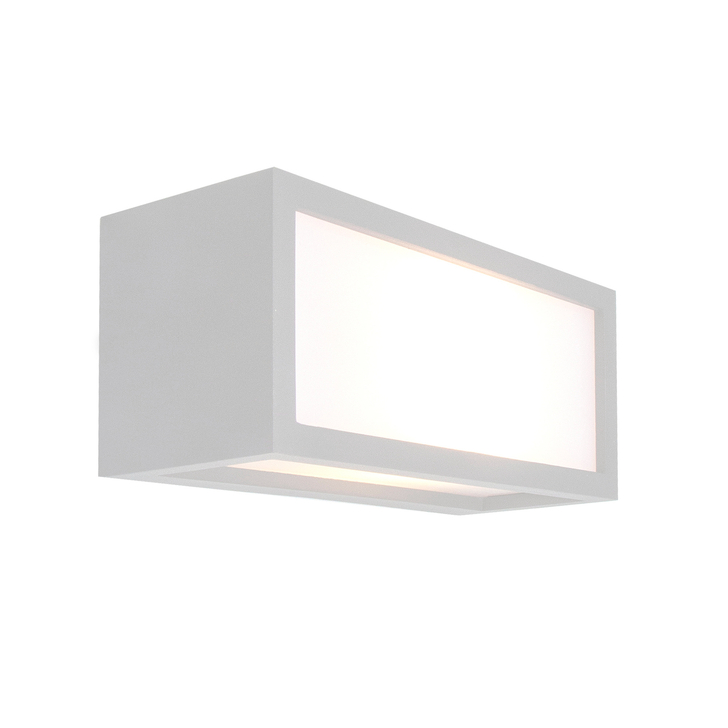 Mantra Utah White Rectangular Exterior Bulkhead Light Complete With Opal Lens - IP65