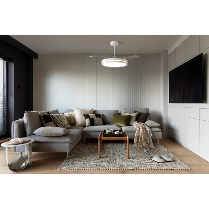 Mantra Villena S White Semi-Flush Led Ceiling Fan Light With Remote - 3000-5000K