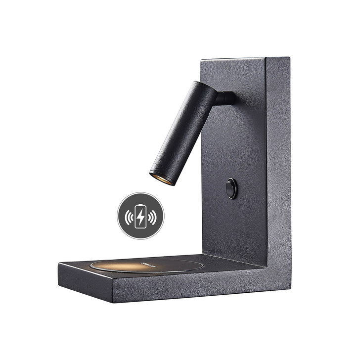 Mantra Zanzibar Black Led Reader Wall Light Complete With Induction Charger - 3000K