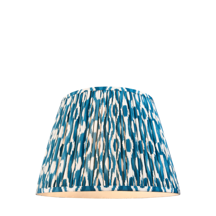 Marlin Blue Ikat Patterned Fabric 40cm Shade - E14/E27/B22 With Fixed Metal Gimbal