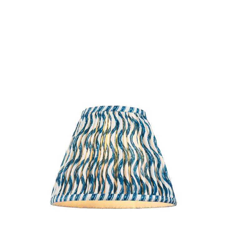 Marlin Blue Ripple Patterned Tapered Fabric 25cm Shade - E14/E27/B22 With Fixed Metal Gimbal