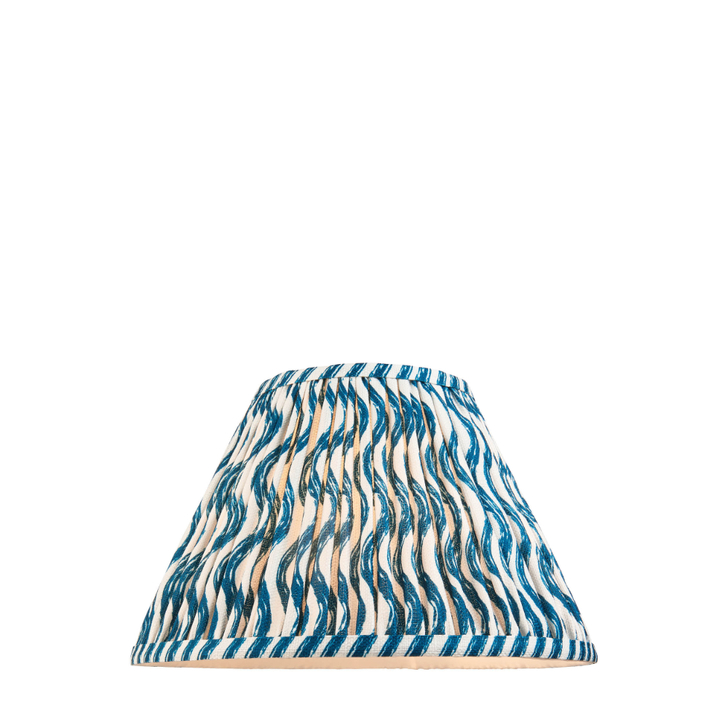 Marlin Blue Ripple Patterned Tapered Fabric 30cm Shade - E14/E27/B22 With Fixed Metal Gimbal