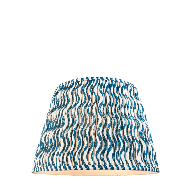 Marlin Blue Ripple Patterned Tapered Fabric 40cm Shade - E14/E27/B22 With Fixed Metal Gimbal