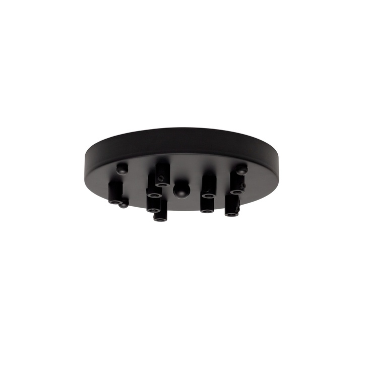 Matt Black 9 Hole Ceiling Rose With Cable Clamps