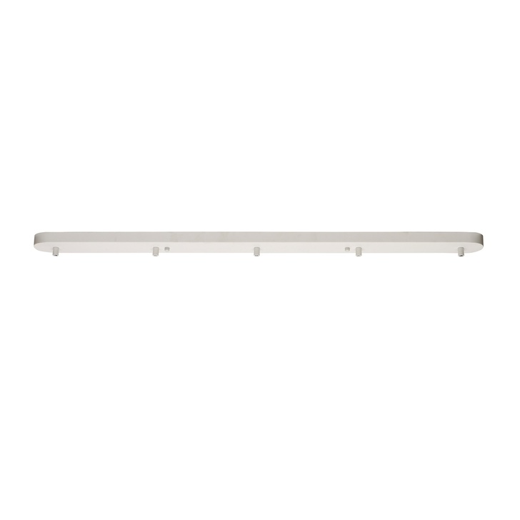 Matt White 5 Hole Linear Ceiling Bar Plate With Cable Clamps