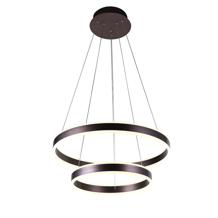 Maya Mocha Led Twin Ring Pendant Light - CCT 3000K - 6000K - Remote Control