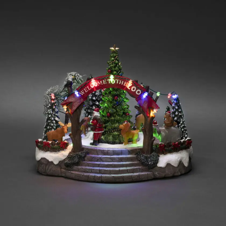 Mechanical Christmas Zoo, 19 Led, Music, B/O & IP20