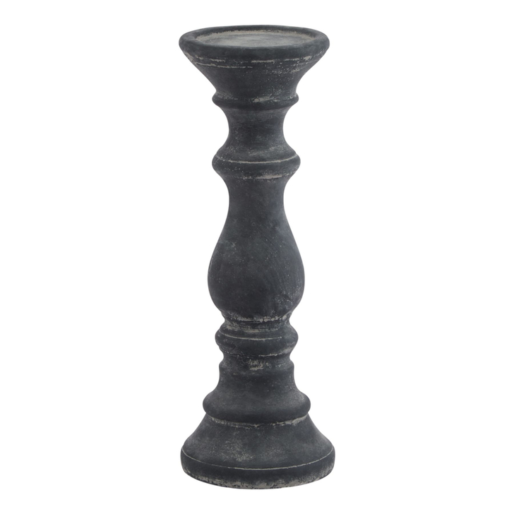 Medium Detailed Grey Ceramic Candle Holder