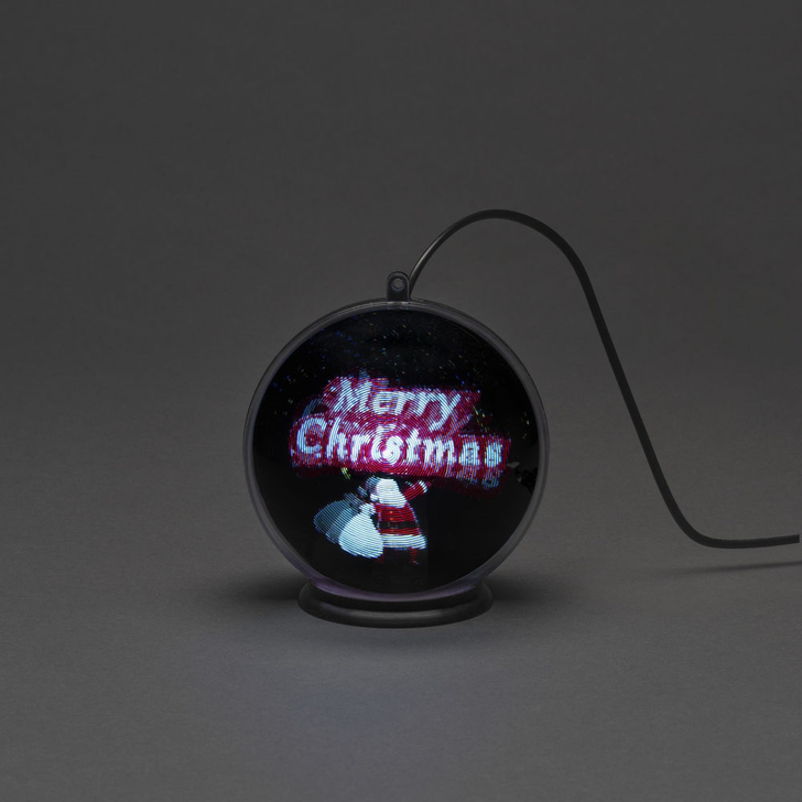 Merry Christmas Hologram Movie Small LED Globe Decoration USB