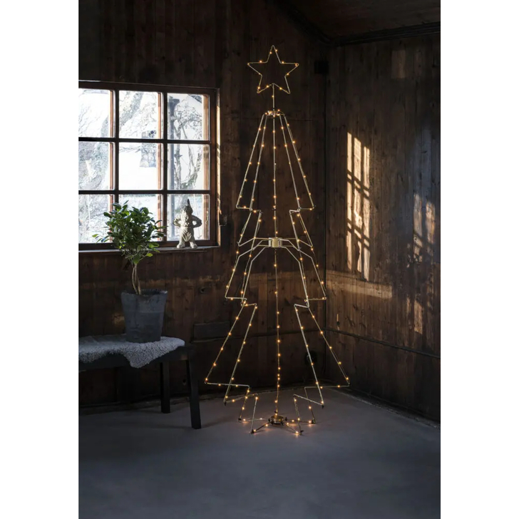 Metal Christmas Tree with Top Star Brass, Led 210cm IP20