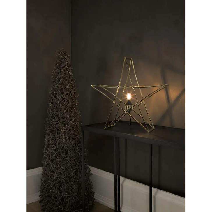 Metal Table Star, Brass, E14, Black Cable, 40x40cm, 230V