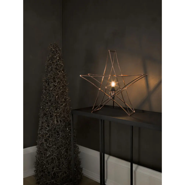 Metal Table Star, Copper, E14, Black Cable, 40x40cm, 230V
