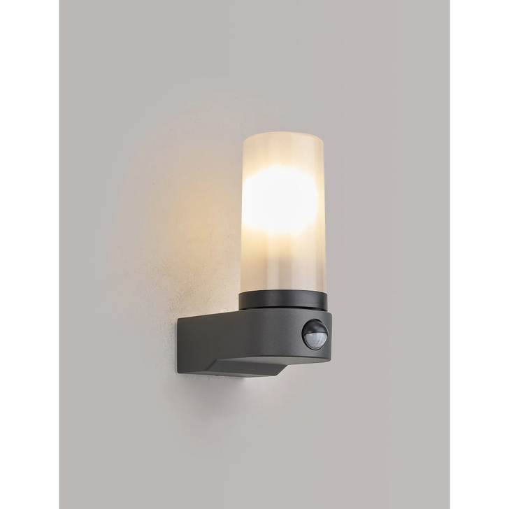 Milo Tubular Wall Lamp PIR IP54 Dark Grey