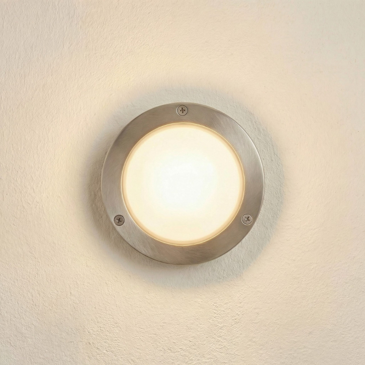 Navigator Marina Satin Nickel Circular Bulkhead - IP64, Solid Brass, Coastal