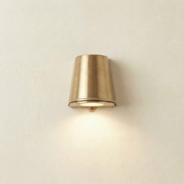 Navigator Mast Raw Brass Downward Exterior Wall Light - IP65, Solid Brass, Coastal
