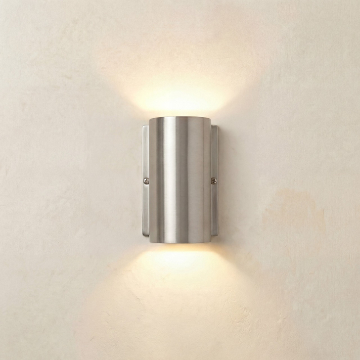 Navigator Pharos Compact Satin Nickel Up And Down Exterior Wall Light - IP44, Solid Brass, Coastal