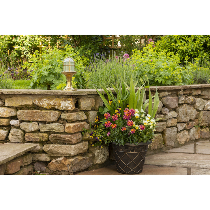 Navigator Wellington Raw Brass Small Post Lantern Complete With Clear Ribbed Glass - IP54, Solid Brass, Coastal