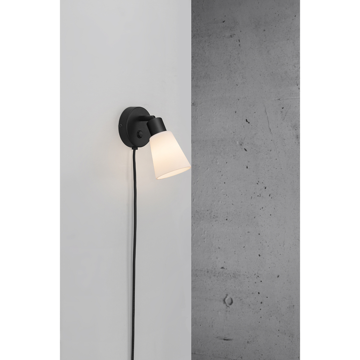 Nordlux Cole Black Single Plug In Adjustable Wall Light