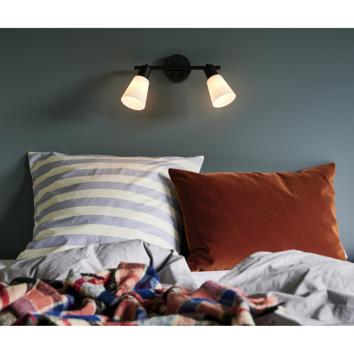 Nordlux Cole Black Twin Plug In Adjustable Wall Light