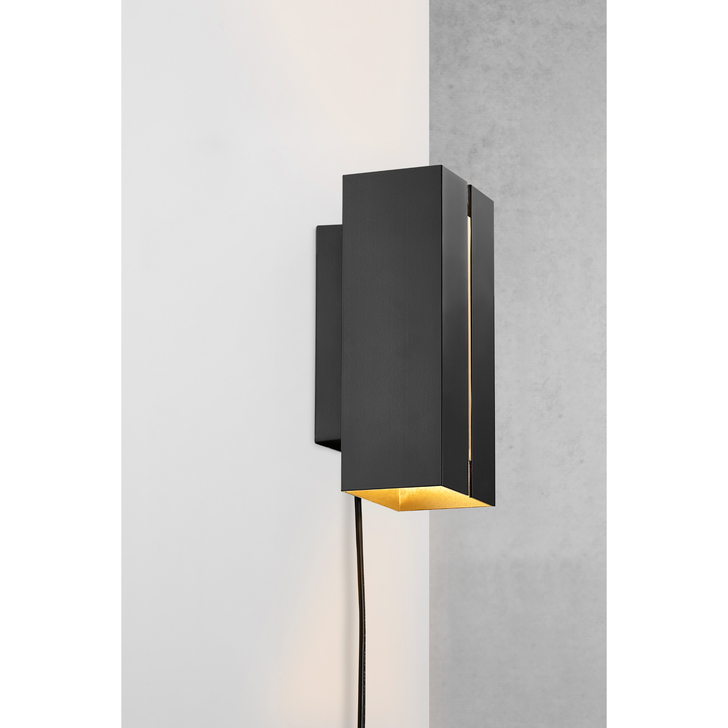 Nordlux Curtiz Black Rectangular Up And Down Plug In Led Wall Light