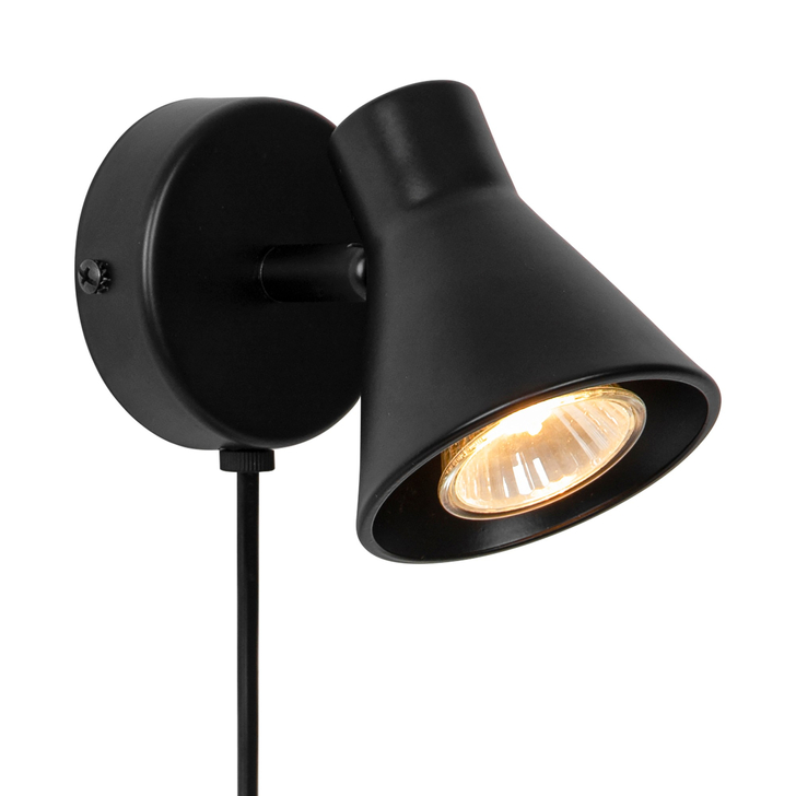 Nordlux Eik Black Adjustable Plug In Wall Light