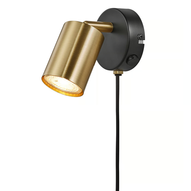 Nordlux Explore Brass And Black Adjustable Plug In Wall Light