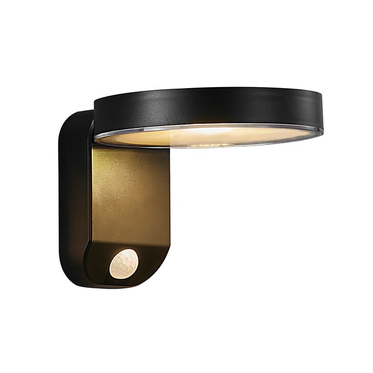 Nordlux Rica Round Solar Wall Light Black