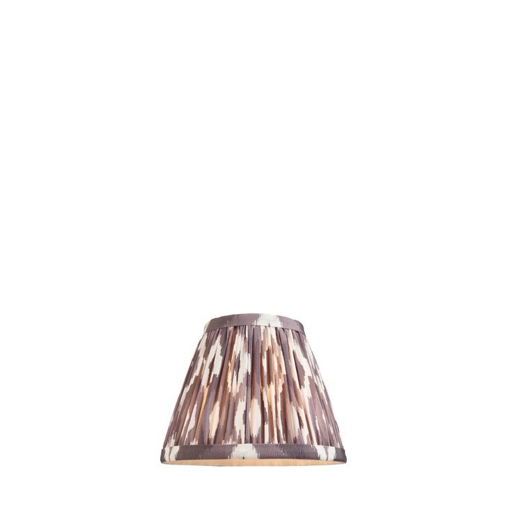 Pearl Grey Ikat Patterned Fabric 16cm Shade - Golf/Candle Clip