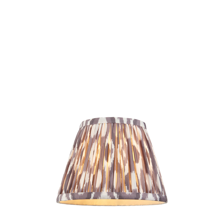Pearl Grey Ikat Patterned Fabric 20cm Shade - E14/E27/B22 With Fixed Metal Gimbal