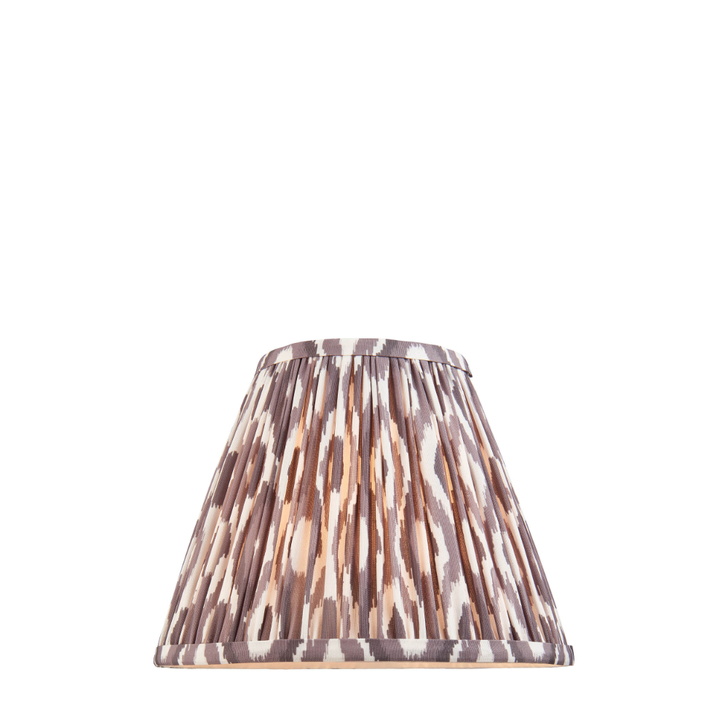 Pearl Grey Ikat Patterned Fabric 25cm Shade - E14/E27/B22 With Fixed Metal Gimbal