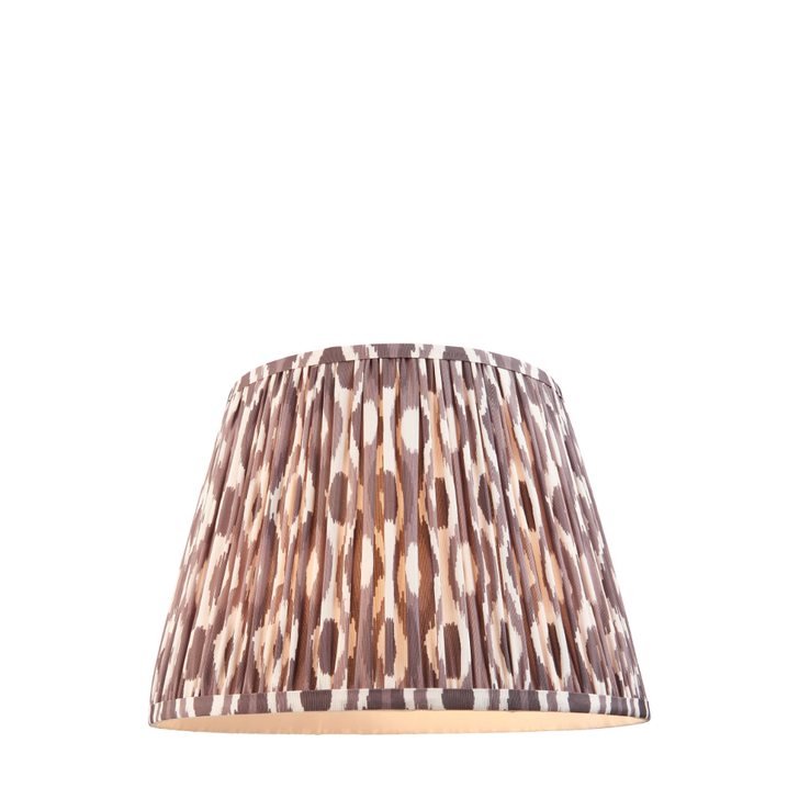 Pearl Grey Ikat Patterned Fabric 35cm Shade - E14/E27/B22 With Fixed Metal Gimbal