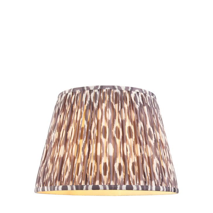 Pearl Grey Ikat Patterned Fabric 40cm Shade - E14/E27/B22 With Fixed Metal Gimbal