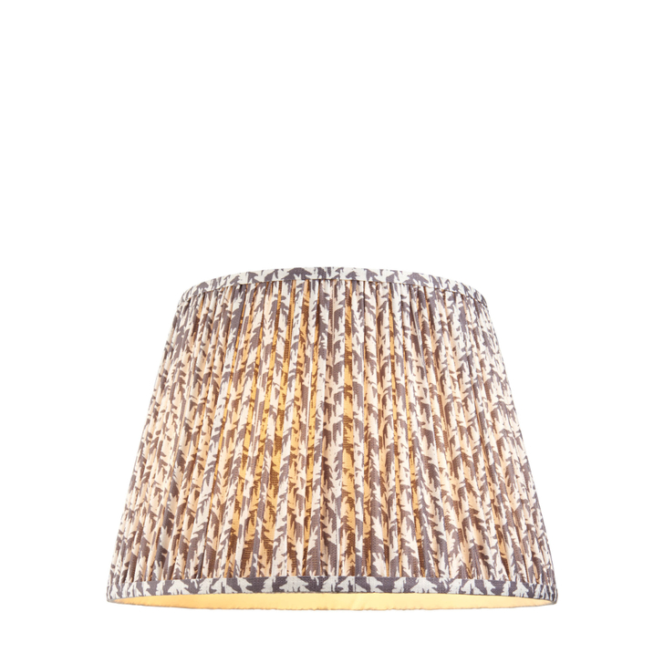 Pearl Grey Leaf Patterned 40cm Lampshade - E14/E27/B22 With Fixed Metal Gimbal