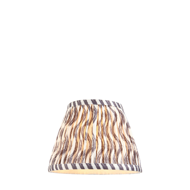 Pearl Grey Ripple Patterned Tapered Fabric 20cm Shade - E14/E27/B22 With Fixed Metal Gimbal