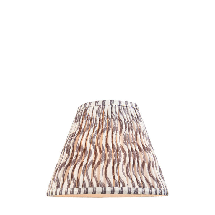Pearl Grey Ripple Patterned Tapered Fabric 25cm Shade - E14/E27/B22 With Fixed Metal Gimbal