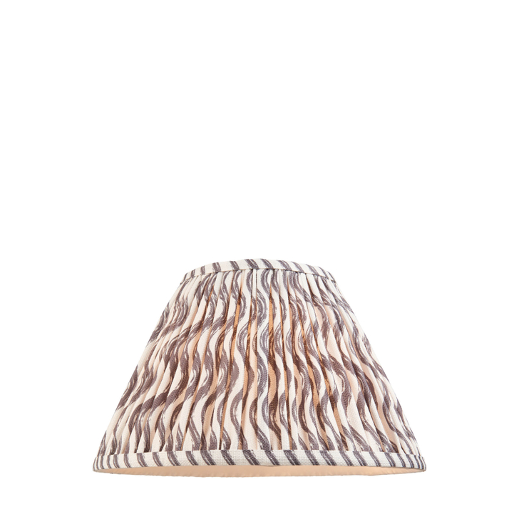 Pearl Grey Ripple Patterned Tapered Fabric 30cm Shade - E14/E27/B22 With Fixed Metal Gimbal