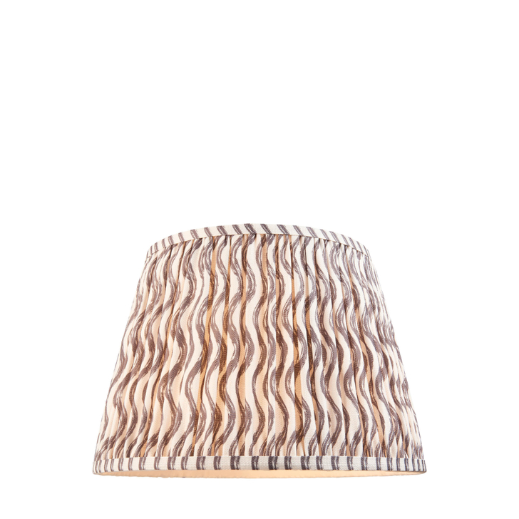 Pearl Grey Ripple Patterned Tapered Fabric 35cm Shade - E14/E27/B22 With Fixed Metal Gimbal