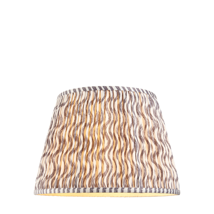Pearl Grey Ripple Patterned Tapered Fabric 40cm Shade - E14/E27/B22 With Fixed Metal Gimbal