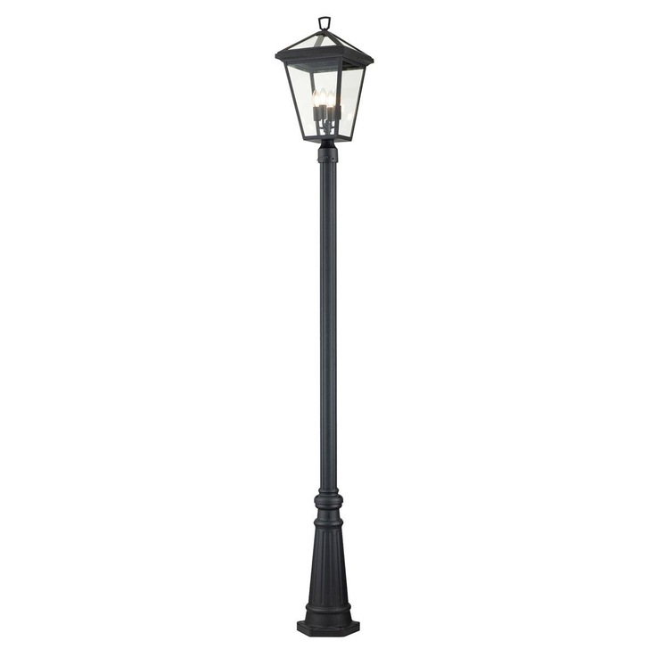 Quintiesse Alford Place 4 Light Outdoor Lamp Post In Black Complete With Clear Glass Panels - IP44 - QN-ALFORD-PLACE5-L-MB