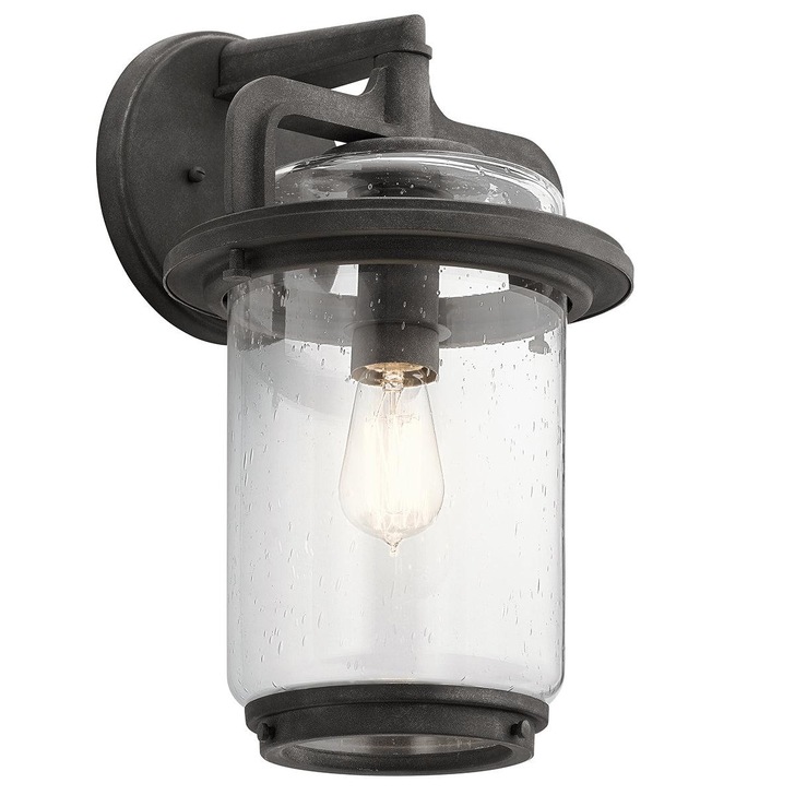 Quintiesse Andover 1 Light Large Exterior Wall Lantern In Weathered Zinc Complete With Clear Seaded Glass IP44 - QN-ANDOVER-L