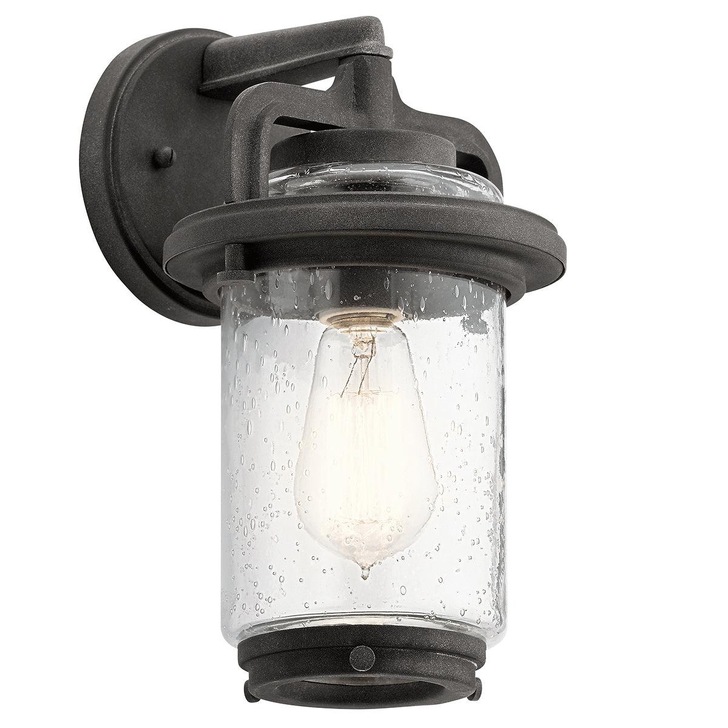 Quintiesse Andover 1 Light Small Exterior Wall Lantern In Weathered Zinc Complete With Clear Seaded Glass IP44 - QN-ANDOVER-S