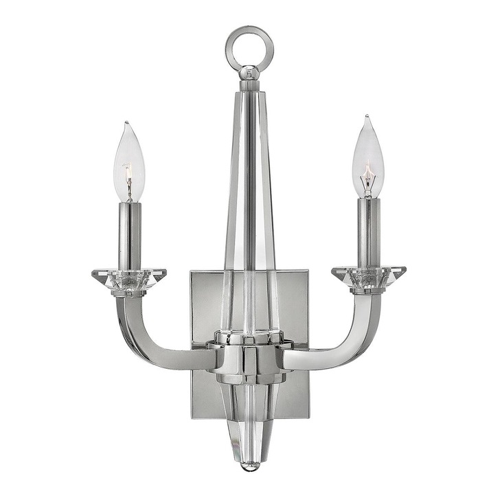 Quintiesse Ascher Double Wall Light In Polished Chrome Complete With Crystal Detail - QN-ASCHER2