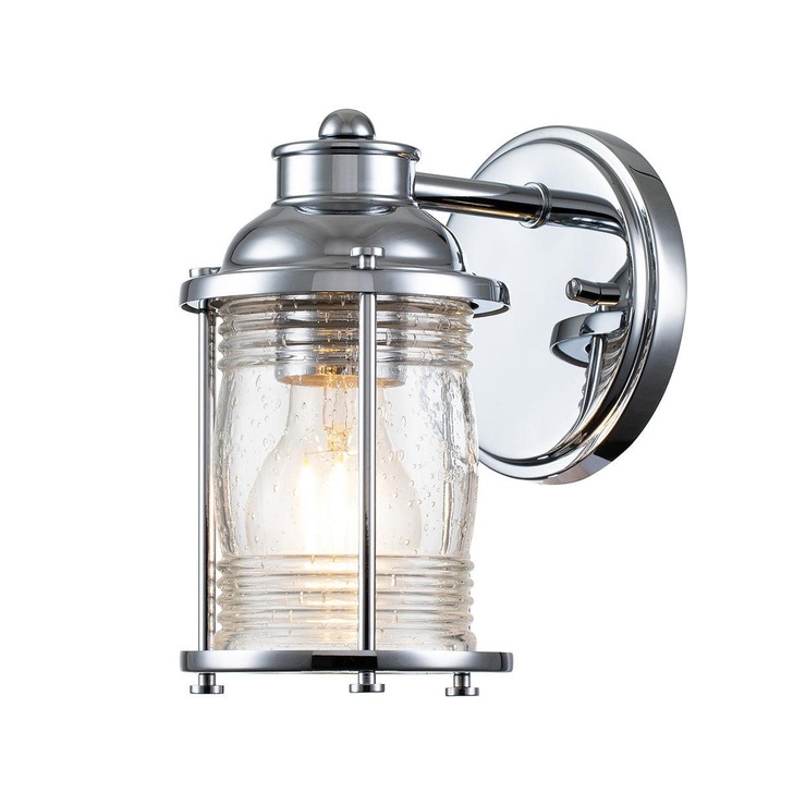 Quintiesse Ashland Bay 1 Light Bathroom Wall Light In Polished Chrome Complete With Clear Seeded Glass - IP44 - QN-ASHLANDBAY1-PC-BATH