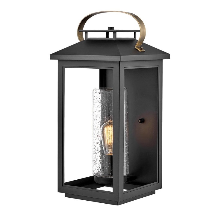 Quintiesse Atwater 1 Light Large Outdoor Wall Lantern In Black Complete WIth Clear Seeded Glass - IP44 - QN-ATWATER-L-BK