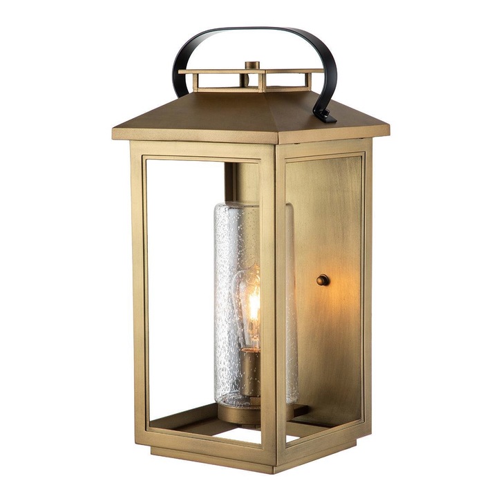 Quintiesse Atwater 1 Light Large Outdoor Wall Lantern In Painted Distressed Brass Complete WIth Clear Seeded Glass - IP44 - QN-ATWATER-L-PDP