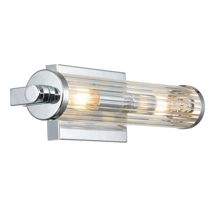 Quintiesse Azores 2 Light Bathroom Wall Light In Polished Chrome Finish Complete WIth Clear Fluted Glass - IP44 - QN-AZORES2-PC