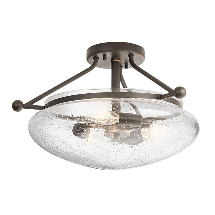 Quintiesse Belle 3 Light Semi-Flush Mount In Brushed Polished Nickel Complete WIth Clear Seeded Glass - QN-BELLE-SF-PN